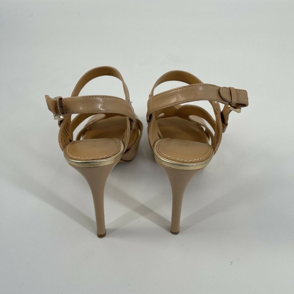 Nine West Tan Strappy Sandal Heels Sz 9 - Picture 8 of 8